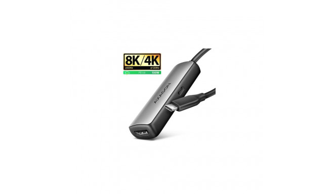 Axagon RVC-HI8KPD, USB-C -&gt; HDMI 2.1 adapter, 8K/60Hz, 4K/144Hz, HDR10+, PD100W
