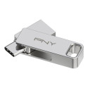 PNY DUO LINK USB flash drive 128 GB USB Type-A / USB Type-C 3.2 Gen 1 (3.1 Gen 1) Stainless steel
