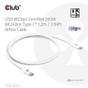 CLUB3D USB 80Gbps Certified 240W 8K240Hz Type-C® 1.2m / 3.94ft White Cable