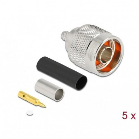 DeLOCK N plug for crimping LMR 200 with matching shrink tube