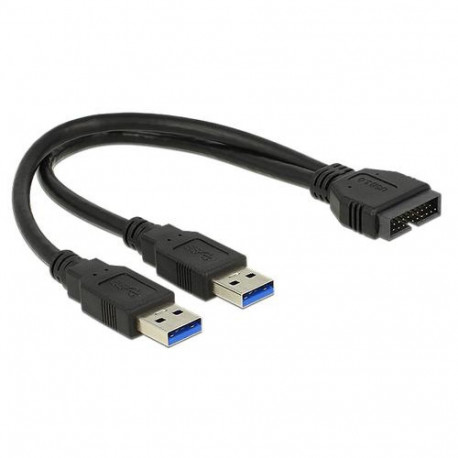 DeLOCK 0.25m USB3.0/2xUSB3.0 USB cable USB 3.2 Gen 1 (3.1 Gen 1) 2 x USB A Black
