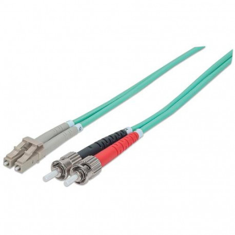 Intellinet Fiber Optic Patch Cable, OM3, ST/LC, 5m, Aqua, Duplex, Multimode, 50/125 µm, LSZH, Fibre,
