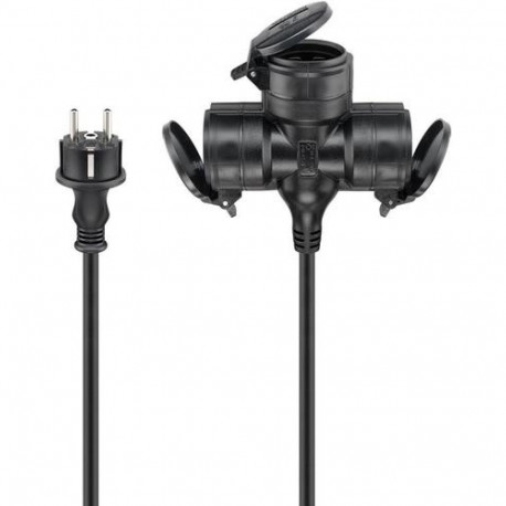 Goobay 65437 power extension 5 m 3 AC outlet(s) Outdoor Black