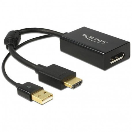 DeLOCK 0.245m HDMI+USB2.0-A/DisplayPort 0.254 m HDMI + USB Black