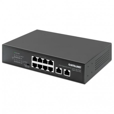 Intellinet 8-Port Gigabit Ethernet PoE+ Switch with 2 RJ45 Gigabit Uplink Ports, IEEE 802.3at/af Pow