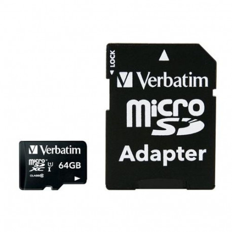 SD MicroSD Card 64GB Verbatim SDXC Premium Class10 + Adapte retail
