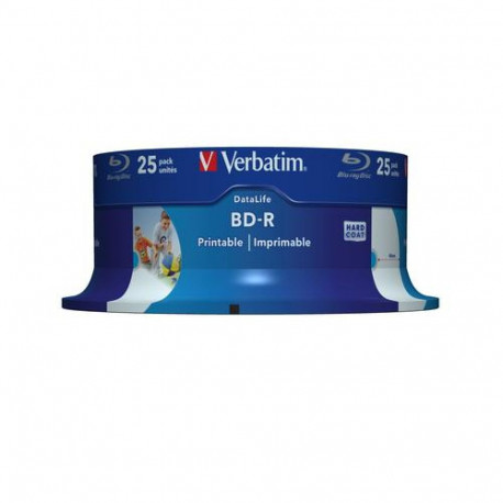 BD-R Verbatim 25GB 6x Datalife 25 Pack Spindle Wide Printable no ID