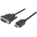Manhattan HDMI to DVI-D 24+1 Cable, 1.8m, Male to Male, Black, Equivalent to HDMIDVIMM6, Dual Link,  Manhattan HDMI to DVI-D 24+1 Cable, 1.8m, Male to Male, Black, Equivalent to HDMIDVIMM6, Dual Link,