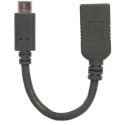 Manhattan USB-C to USB-A Cable, 15cm, Male to Female, Black, 5 Gbps (USB 3.2 Gen1 aka USB 3.0), 3A (