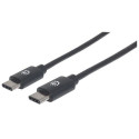 Manhattan USB-C to USB-C Cable, 2m, Male to Male, Black, 480 Mbps (USB 2.0), 3A, Equivalent to USB2C