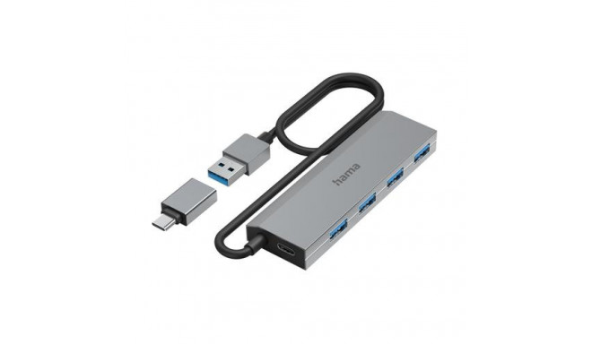 Hama 00200138 interface hub USB 3.2 Gen 1 (3.1 Gen 1) Type-A + Type-C 5000 Mbit/s Anthracite, Grey