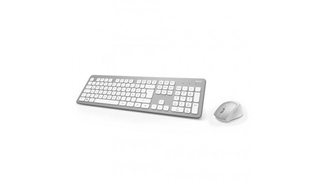 Hama KMW-700 keyboard Mouse included Home RF Wireless QWERTZ German Silver, White