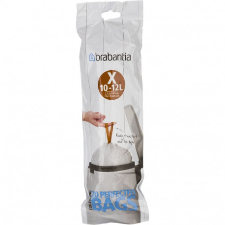 Brabantia PerfectFit Bin Liner Type X, 12 L, 20 Bags