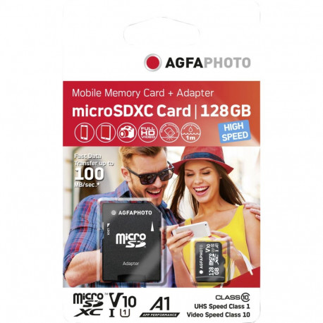 AgfaPhoto MicroSDXC UHS-I 128GB High Speed Class 10 U1 V10