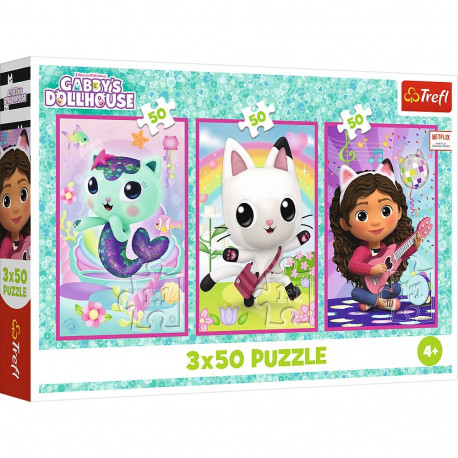 TREFL GABBY´S DOLLHOUSE puzzle set Meet Gabby and the cats, 3x50 pcs ...