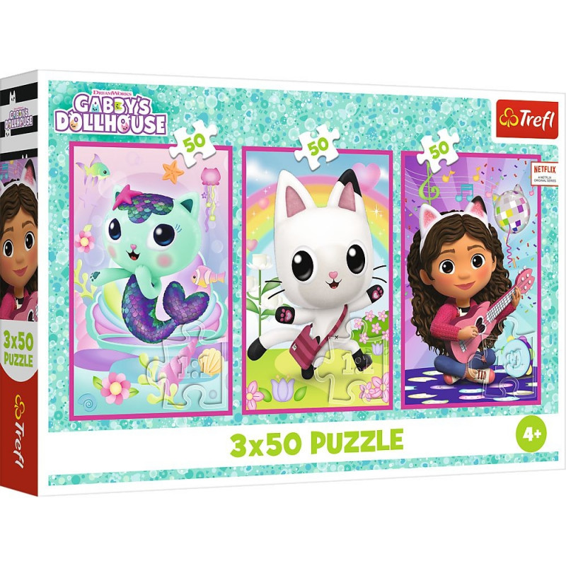 TREFL GABBY´S DOLLHOUSE puzzle set Meet Gabby and the cats, 3x50 pcs ...