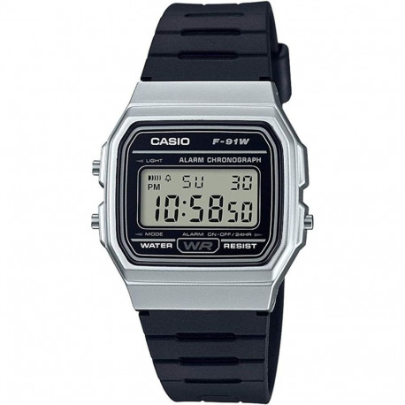 Unisex Kell Casio F-91 BIO RESIN STRAP - SILVER (Ø 35 mm)
