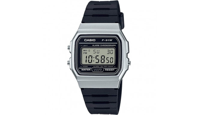 Unisex Kell Casio F-91 BIO RESIN STRAP - SILVER (Ø 35 mm)