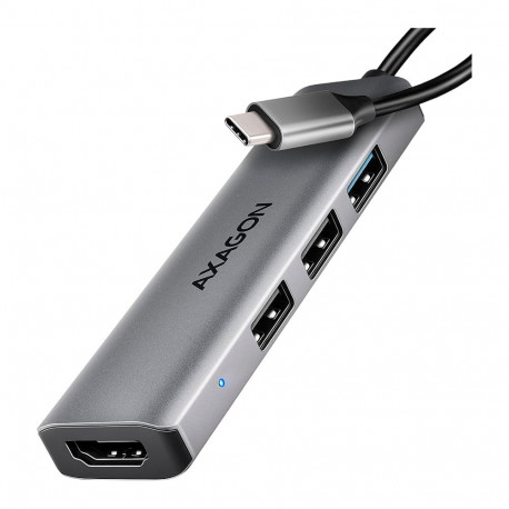 AXAGON HMC-H3A 3x USB-A (2x USB2.0, 1x USB3.0) + HDMI 4K 30Hz, 3.2 Gen 1 hub, metal, 15cm USB-C cabl