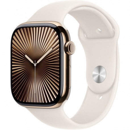 "APPLE Watch Series 10 GPS + Cellular 46mm Gold Titanium Case with Starlight Sport Band - S/M"