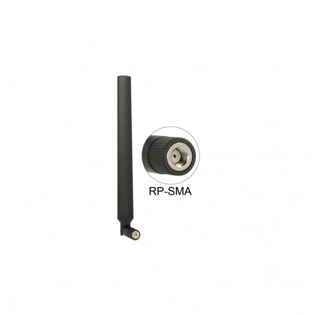"DELOCK Antenne WLAN RP-SMA 802.11 ac/a/h/b/g/n 4 - 7 dBi omni Gelenk schwarz rotateable version"