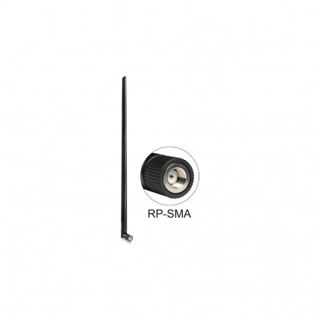 "WLAN 802.11 b/g/n Antenne RP-SMA Stecker 9 dBi omnidirektional mit Kippgelenk schwarz"