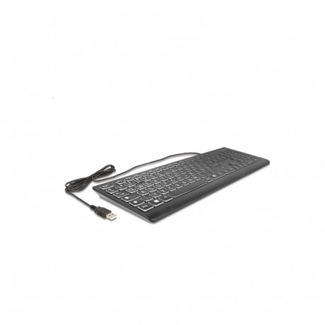 "DELOCK USB Tastatur kabelgebunden 1.5m schwarz mit XXL Buchstaben und Beleuchtung"