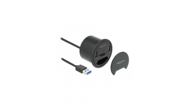 "DELOCK 2 Port Tisch-Hub 2x SuperSpeed USB Typ-A und Card Reader fur SD und Micro"