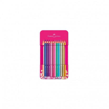 FABER-CASTELL värvipliiatsid Sparkle, 12 tk metallkarbis