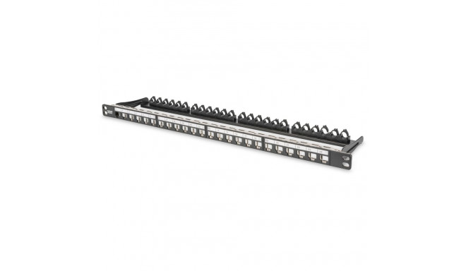 "DIGITUS Patchpanel 0,5HE 24-Port Modular geschirmt schwarz"