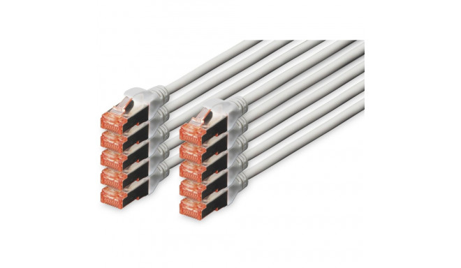 "DIGITUS CAT 6 S/FTP Patchkabel, 10 Stück, 0,25m, grau"