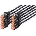 "DIGITUS CAT 6 S/FTP Patchkabel. 10 Stück. 1m. schwarz"