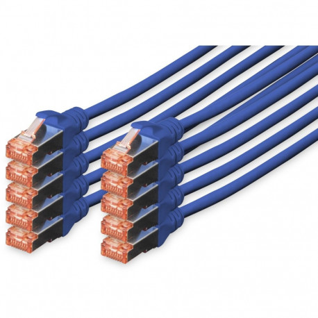 DIGITUS CAT 6 S/FTP patch-kaabel, 10 tükki, 0,5m, sinine