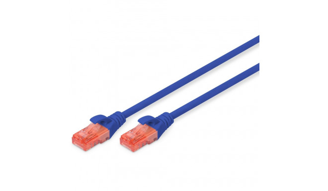 "DIGITUS Patchkabel Cat6 U/UTP 2xRJ45 1.0m blau Hebelschutz Polybeutel"