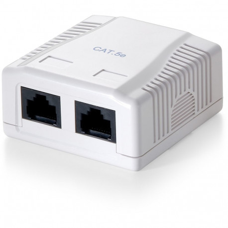 "Equip Aufputzdose Cat6 2xRJ45 UTP Premium RAL 9010 Reinweiß Polybeutel"