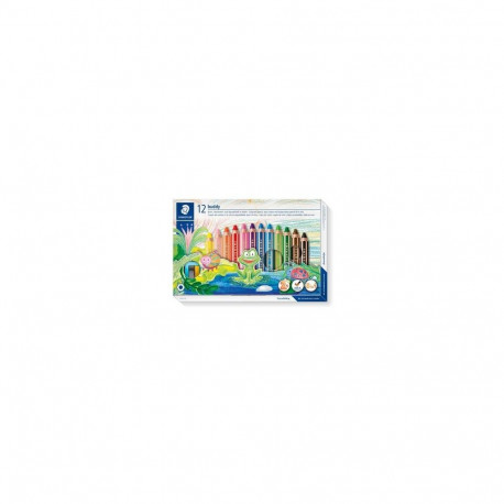 "STAEDTLER Farbstift buddy 3in1 12er Kartonetui - Weich - Schwarz - Blau - Braun - Grün - Magenta - 