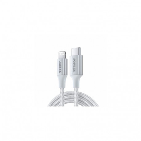 "UGREEN USB-C to Lightning Cable Aluminum Shell Braided 1m Silver"