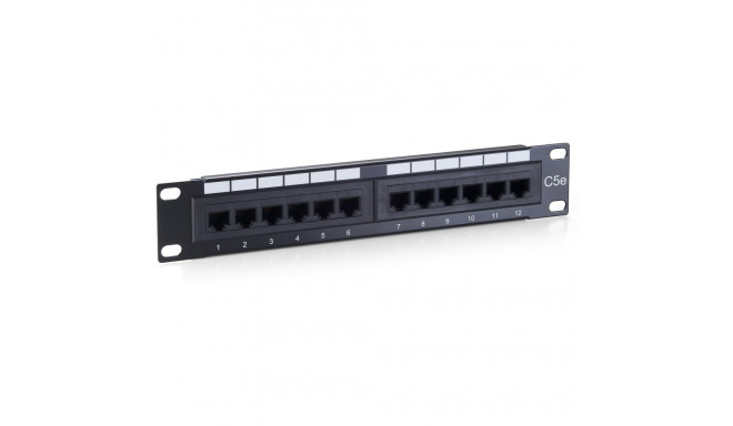 "Equip Patchpanel 12x RJ45 Cat5e 10"" UTP 1HE ISDN schwarz"