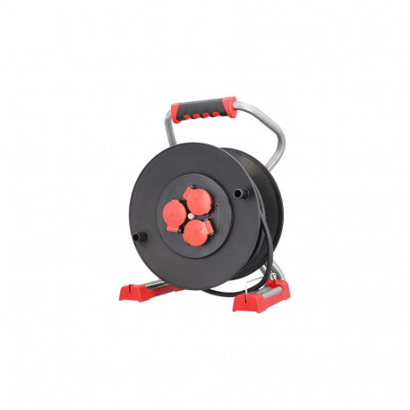 Maandusega pikendusjuhe 3 pesa / 25.0m rull kaablitrummel IP44 3G 1.5 mm² plastikust