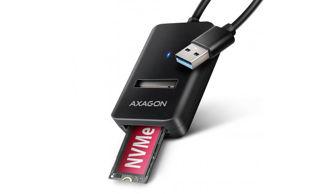 Axagon ADM2-AM USB-A 10Gbps – M.2 NVMe & SATA SSD adapterkaabel USB-A 10cm SSD korpus must