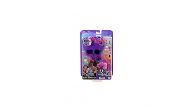 Polly Pocket Monster High kompaktne mängukomplekt 3 mikro nuku ja 10 lisatarvikuga, avaneb keskkooli