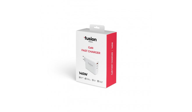 Fusion Energy charger 2 x USB-C | USB-A | 140W | 3A white (compatbile with Macbook | Dell | HP | ASU