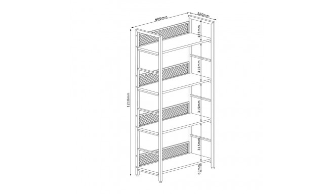 Riiul HECTOR 60x28xH121cm, saar/must