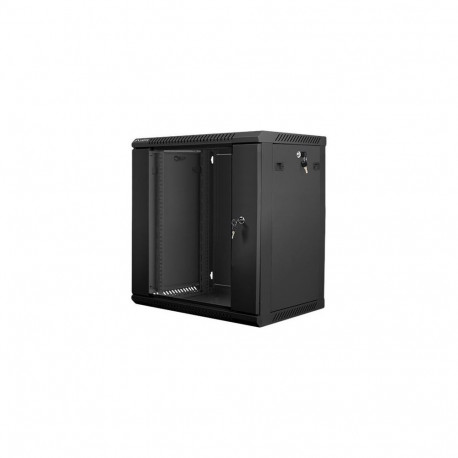 Lanberg Rack cabinet 19" wall-mount 12U/600x450 (flat pack) with glass door V2, black |