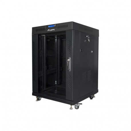 Lanberg Rack cabinet 19" free-standing 15U/600x600 (flat pack) with glass door lCD V2, black |