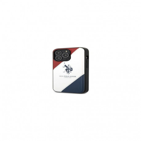 U.S Polo kaitseümbris Apple iPhone 14 Pro Max Leather Double Horse Case, valge/sinine