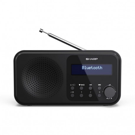 Sharp DR-P420(BK) Tokyo Portable Digital Radio, FM/DAB/DAB+, Bluetooth 5.0, USB or Battery Powered,