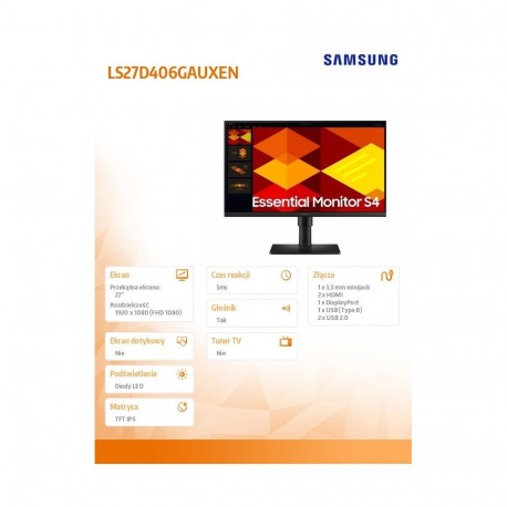 Monitor 27 inch S40GD IPS 1920x1080 FHD 16:9 2xHDMI 1xDP 2xUSB-A 2.0 1xUSB-B 5ms 100Hz HAS+PIV speak