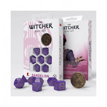 The Witcher Dandelion Viscount De Lettenhove Dice Set Purple And Gold Sp
