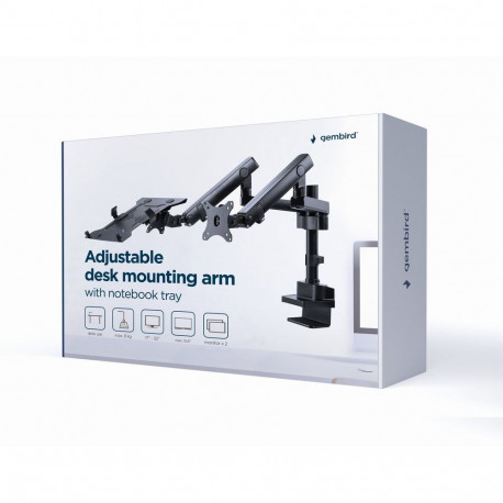 Monitor Mount - Gembird MA-DA3-02 32" 8kg Tilt Swivel Rotation Black
